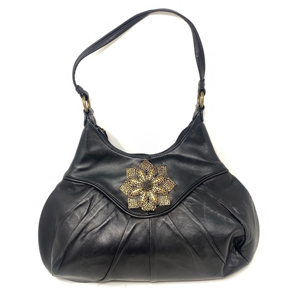 ❤️Inge Black Decorative Shoulder Bag.  Lambskin.
